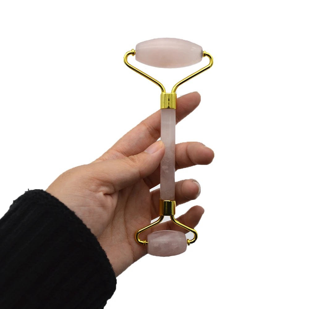 Handcrafted Luxury Rose Quartz Face Roller Beauty Massage Tool for Face and Body Relaxation