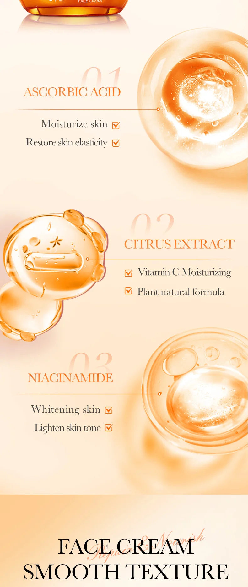 SADOER Vitamin C Face Cream Facial skincare Firming Moisturizing Brightening Hydrating Facial Creams Beauty Face Skin Care